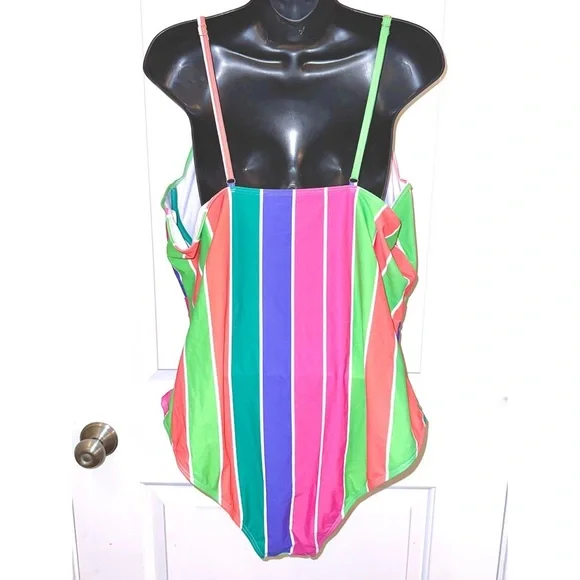 One piece colorful striped bathing suit - Picture 4 of 4